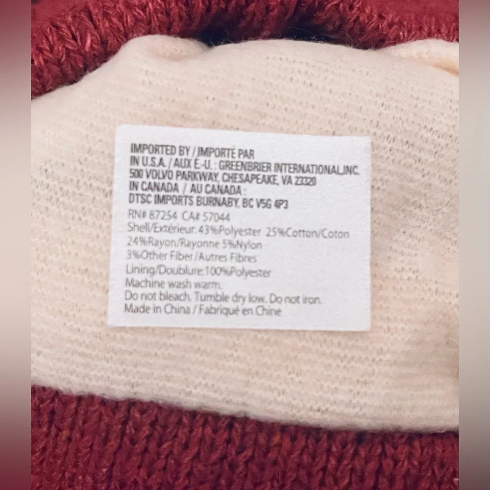 NWT Juncture Fleece Lined Fall/Winter Hats New with Tag Beanie Chapeau-Burgandy